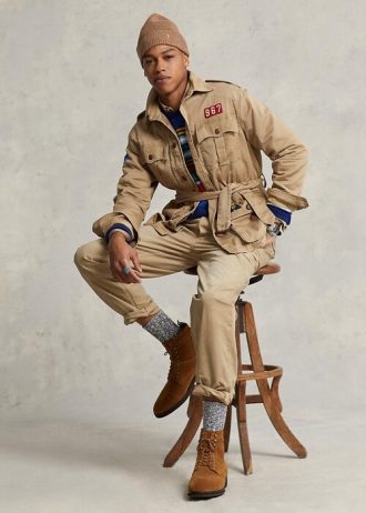 Bruna Ralph Lauren Twill-jackor med bälte för män