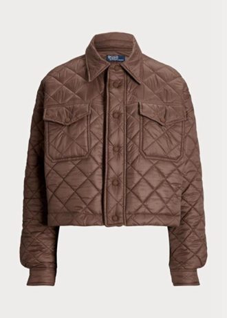 Bruna Ralph Lauren vattenavvisande quiltade jackor för kvinnor