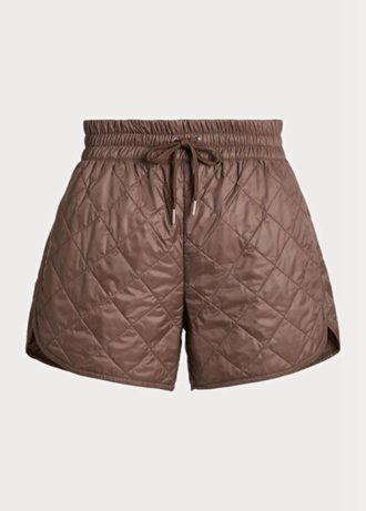Bruna Ralph Lauren vattenavvisande quiltade shorts med dragsko för kvinnor