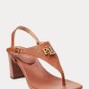 Bruna Ralph Lauren Westcott II tumlade lädersandaler för kvinnor Bruna Ralph Lauren Westcott II tumlade lädersandaler för kvinnor