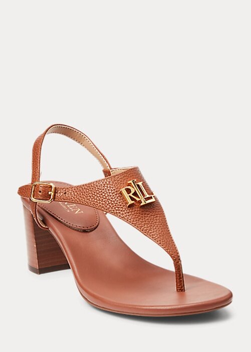 Bruna Ralph Lauren Westcott II tumlade lädersandaler för kvinnor Bruna Ralph Lauren Westcott II tumlade lädersandaler för kvinnor