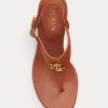 Bruna Ralph Lauren Westcott II tumlade lädersandaler för kvinnor Bruna Ralph Lauren Westcott II tumlade lädersandaler för kvinnor
