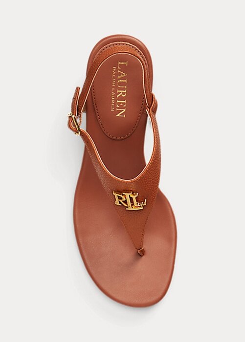 Bruna Ralph Lauren Westcott II tumlade lädersandaler för kvinnor Bruna Ralph Lauren Westcott II tumlade lädersandaler för kvinnor