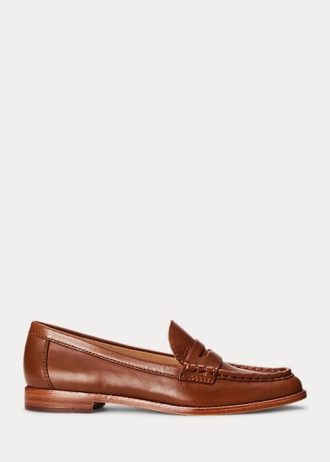 Bruna Ralph Lauren Wynnie Burnished Leathers Loafers för kvinnor