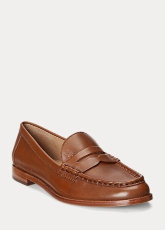 Bruna Ralph Lauren Wynnie Burnished Leathers Loafers för kvinnor