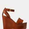 Bruna Ralph Lauren Zadie sandaler i brunt kalvskinn för kvinnor Bruna Ralph Lauren Zadie sandaler i brunt kalvskinn för kvinnor