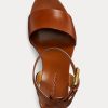 Bruna Ralph Lauren Zadie sandaler i brunt kalvskinn för kvinnor Bruna Ralph Lauren Zadie sandaler i brunt kalvskinn för kvinnor