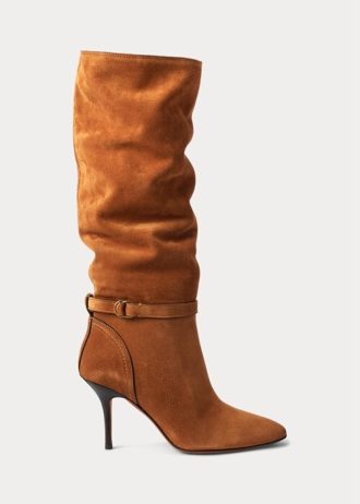 Bruna Ralph Lauren Zoe Tall Stövlar i mockad kalvskinn för kvinnor Bruna Ralph Lauren Zoe Tall Stövlar i mockad kalvskinn för kvinnor