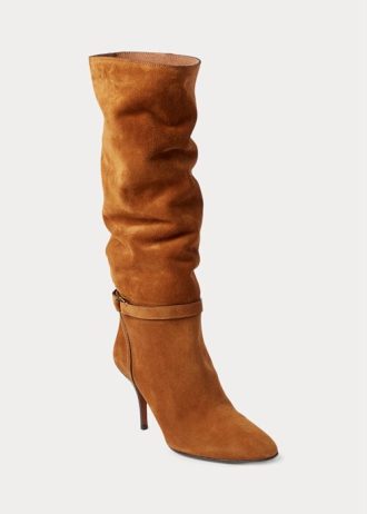 Bruna Ralph Lauren Zoe Tall Stövlar i mockad kalvskinn för kvinnor Bruna Ralph Lauren Zoe Tall Stövlar i mockad kalvskinn för kvinnor