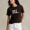 Bruna T-shirts med logotyp för Ralph Lauren Rl för kvinnor Bruna T-shirts med logotyp för Ralph Lauren Rl för kvinnor