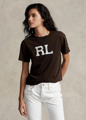 Bruna T-shirts med logotyp för Ralph Lauren Rl för kvinnor