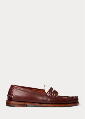 Burgundy Cream Herr Ralph Lauren The Morehouse Collection Penny Loafers