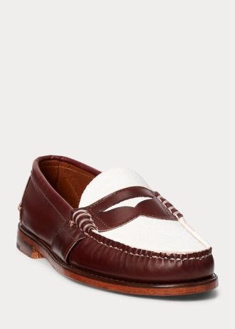 Burgundy Cream Herr Ralph Lauren The Morehouse Collection Penny Loafers