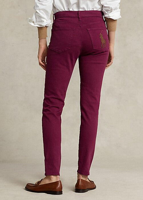 Burgundy Dam Ralph Lauren Tompkins Skinny Jeans i hög uppbyggnad Burgundy Dam Ralph Lauren Tompkins Skinny Jeans i hög uppbyggnad