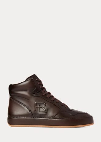Choklad dam Ralph Lauren Jaemyn Calfskin High-Top Sneakers
