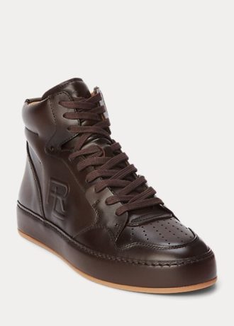 Choklad dam Ralph Lauren Jaemyn Calfskin High-Top Sneakers