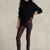 Choklad Dam Ralph Lauren Stretch Lammskinn Skinny Byxor Choklad Dam Ralph Lauren Stretch Lammskinn Skinny Byxor