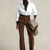 Choklad Kvinnors Ralph Lauren Lammskinn Mocka Patch-Pocket Flare Byxor Choklad Kvinnors Ralph Lauren Lammskinn Mocka Patch-Pocket Flare Byxor