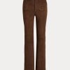 Choklad Kvinnors Ralph Lauren Lammskinn Mocka Patch-Pocket Flare Byxor Choklad Kvinnors Ralph Lauren Lammskinn Mocka Patch-Pocket Flare Byxor