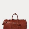 Choklad mäns Ralph Lauren Heritage Läder Duffelväskor