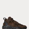Choklad mäns Ralph Lauren PS100 High-Top Mocka Sneakers
