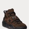Choklad mäns Ralph Lauren PS100 High-Top Mocka Sneakers