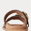 Choklad Ralph Lauren Ezra lädersandaler med krokodilpräglade damer Choklad Ralph Lauren Ezra lädersandaler med krokodilpräglade damer