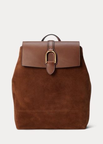 Choklad Ralph Lauren Welington ryggsäckar i kalvmocka för män