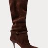 Choklad Ralph Lauren Zoe Tall Stövlar i mockad kalvskinn för kvinnor Choklad Ralph Lauren Zoe Tall Stövlar i mockad kalvskinn för kvinnor
