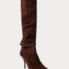 Choklad Ralph Lauren Zoe Tall Stövlar i mockad kalvskinn för kvinnor Choklad Ralph Lauren Zoe Tall Stövlar i mockad kalvskinn för kvinnor