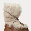 Cream Dam Ralph Lauren Celia Shearling & Stövlar i polerat läder Cream Dam Ralph Lauren Celia Shearling & Stövlar i polerat läder