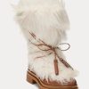 Cream Dam Ralph Lauren Celia Shearling & Stövlar i polerat läder Cream Dam Ralph Lauren Celia Shearling & Stövlar i polerat läder