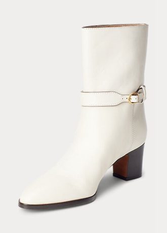 Cream Dam Ralph Lauren Polo ID Vaxade kalvskinnsstövlar Cream Dam Ralph Lauren Polo ID Vaxade kalvskinnsstövlar