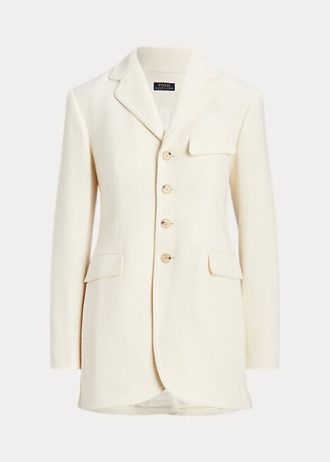 Cream Dam Ralph Lauren Wool-Blend Herringbone- Jackor