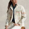 Cream mäns Ralph Lauren Denim grafiska målare jackor Cream mäns Ralph Lauren Denim grafiska målare jackor