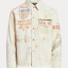 Cream mäns Ralph Lauren Denim grafiska målare jackor Cream mäns Ralph Lauren Denim grafiska målare jackor