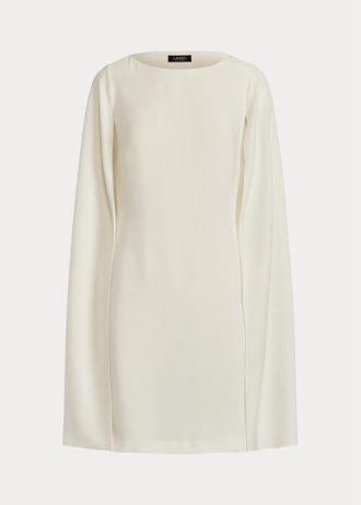 Cream Ralph Lauren Cape Georgette Cocktailklänning för kvinnor