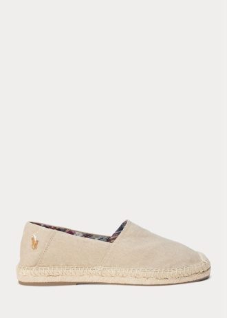 Cream Ralph Lauren Cevio Washed Canvas Espadrille för män