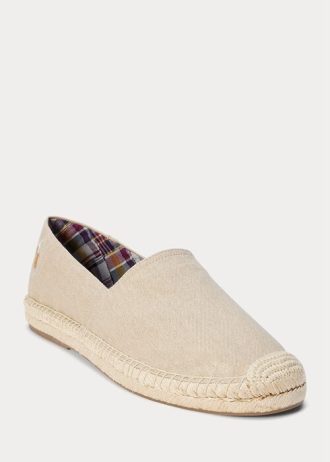 Cream Ralph Lauren Cevio Washed Canvas Espadrille för män