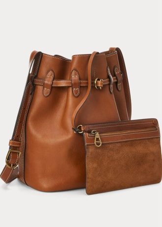 Cuoio Dam Ralph Lauren Läder Stora Bellport Bucket Bags