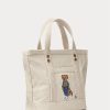 Ecru Multi Kvinnors Ralph Lauren Canvas Små New Orleans Polo Bear Tygväskor Ecru Multi Kvinnors Ralph Lauren Canvas Små New Orleans Polo Bear Tygväskor
