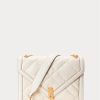 Elfenben dam Ralph Lauren Polo ID Quilted läderkuvert Crossbody-väskor Elfenben dam Ralph Lauren Polo ID Quilted läderkuvert Crossbody-väskor