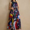 Flerfärgad dam Ralph Lauren Renshaw Print bomull satin Day Dress Flerfärgad dam Ralph Lauren Renshaw Print bomull satin Day Dress