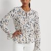 Flerfärgad Ralph Lauren blommig jersey för kvinnor med knytringning Peplum toppar
