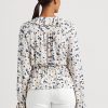 Flerfärgad Ralph Lauren blommig jersey för kvinnor med knytringning Peplum toppar