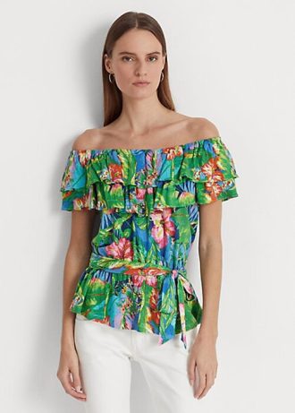 Flerfärgad Ralph Lauren blommig tröja för damer