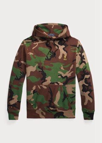 Flerfärgad Ralph Lauren Camo fleecehuvtröja för män