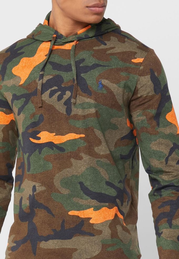 Flerfärgad Ralph Lauren Camo-huvtröja för män Flerfärgad Ralph Lauren Camo-huvtröja för män