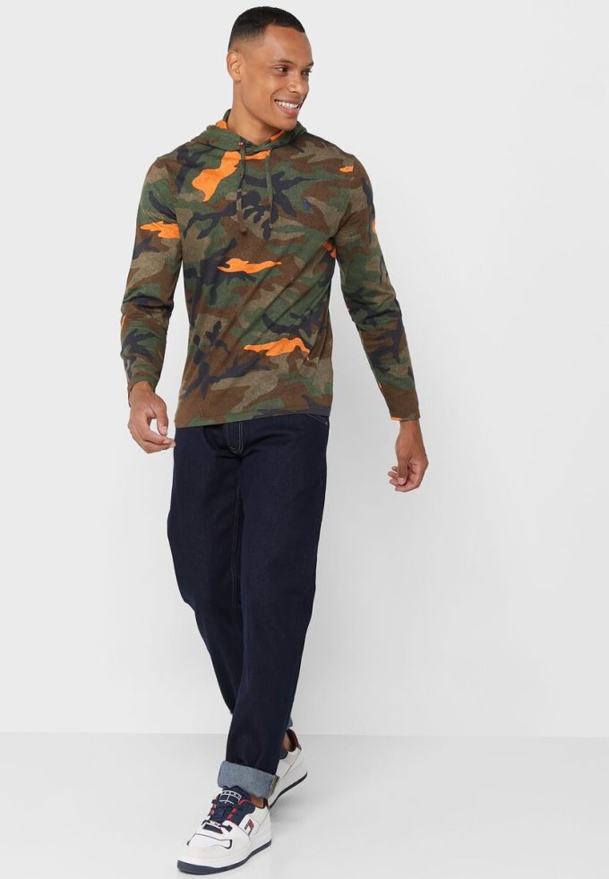 Flerfärgad Ralph Lauren Camo-huvtröja för män Flerfärgad Ralph Lauren Camo-huvtröja för män