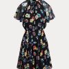 Flerfärgad Ralph Lauren Floral Crinkle Georgette-klänning för kvinnor Flerfärgad Ralph Lauren Floral Crinkle Georgette-klänning för kvinnor